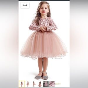 Little girls long sleeve tutu dress with 3D flowers, size 12M